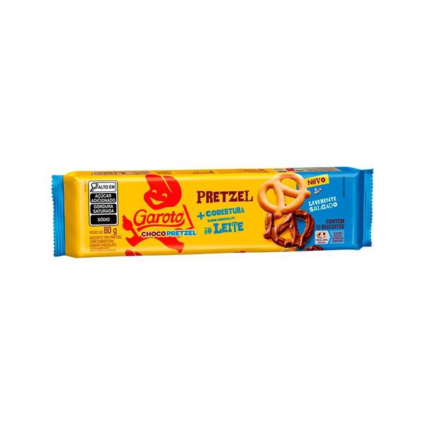 BISCOITO GAROTO CHOCO PRETZEL COBERTURA CHOCOLATE 80G