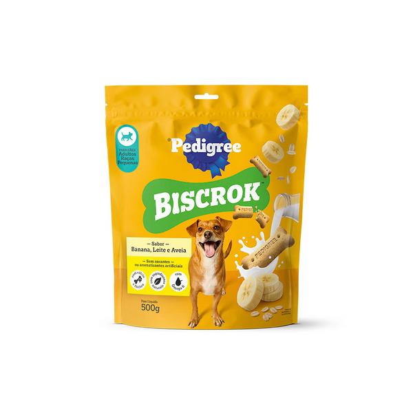 BISCOITO PARA CÃES BISCROK ADULTO RAÇAS PEQUENAS BANANA/LEITE E AVEIA 500G