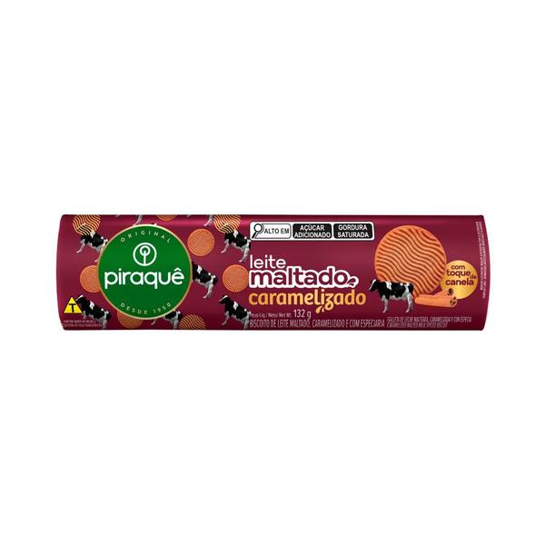 BISCOITO PIRAQUE LEITE MALTADO CARAMELIZADO 132G