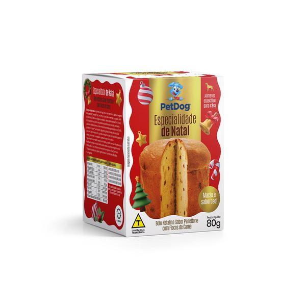 BOLO NATALINO PARA CÃES PET DOG PANETTONE COM FLOCOS DE CARNE 80G