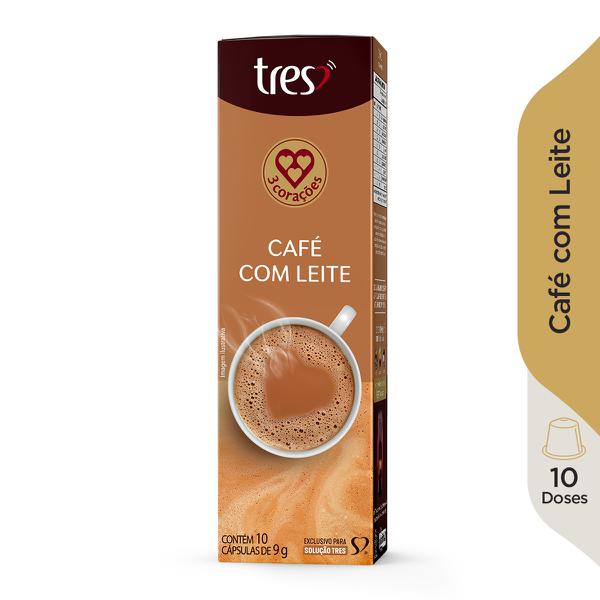 CÁPSULA TRÊS CORAÇÕES CAFÉ COM LEITE 10X9G