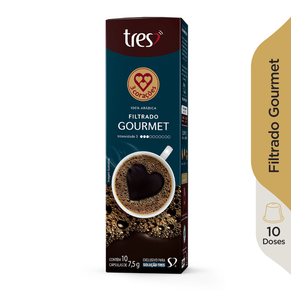 CÁPSULA TRÊS CORAÇÕES CAFÉ FILTRADO GOURMET 10X7,5G