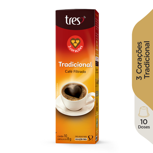 CÁPSULA TRÊS CORAÇÕES CAFÉ FILTRADO TRADICIONAL 10X7G