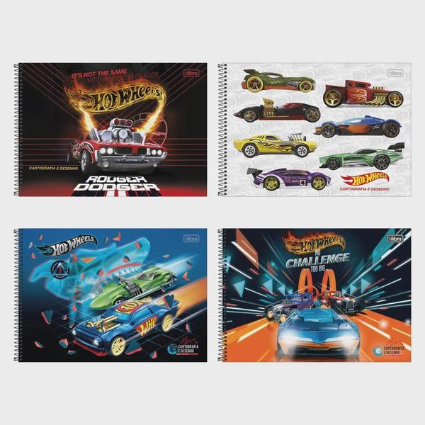 CADERNO ESPIRAL CAPA DURA CARTOGRAFIA E DESENHO S/S TILIBRA HOT WHEELS 80F