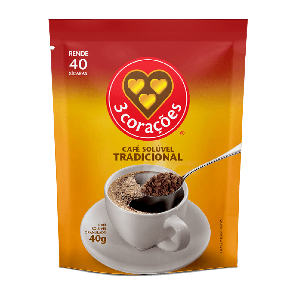 CAFÉ SOLÚVEL 3 CORAÇÕES GRANULADO TRADICIONAL LV40 PG36