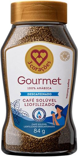 CAFÉ SOLÚVEL LIOFILIZADO 3 CORAÇÕES DESCAFEINADO VD 84G
