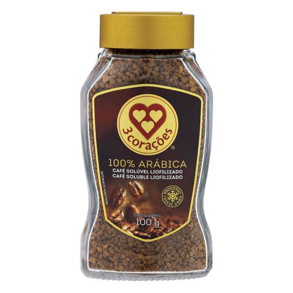 CAFE SOLÚVEL LIOFILIZADO 3 CORAÇÕES VD.100G