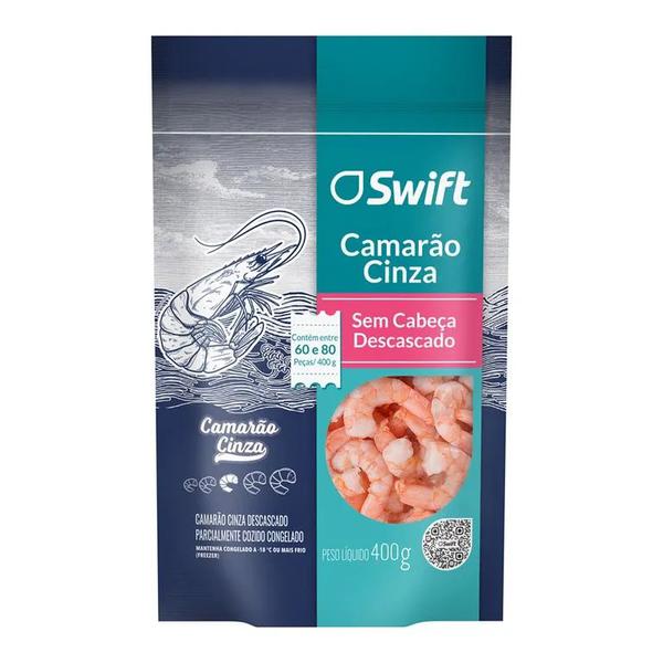 CAMARÃO PRÉ-COZIDO DESCASCADO SEM CABEÇA 60/80 (71/90) SWIFT 400G