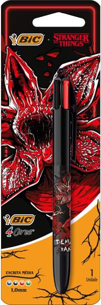 CANETA ESFEROGRAFICA BIC 1.0 4 CORES SM NETFLIX STRANGER THINGS DEMOGORGON