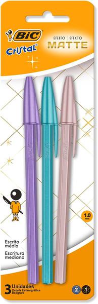 CANETA ESFEROGRAFICA BIC 1.0 EFEITO MATTE C/ 3