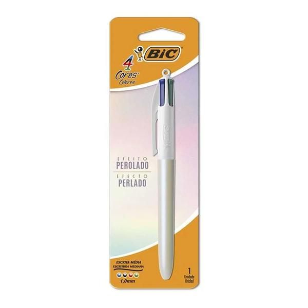 CANETA ESFEROGRAFICA BIC 1.1 4 CORES PEROLADO BRANCO