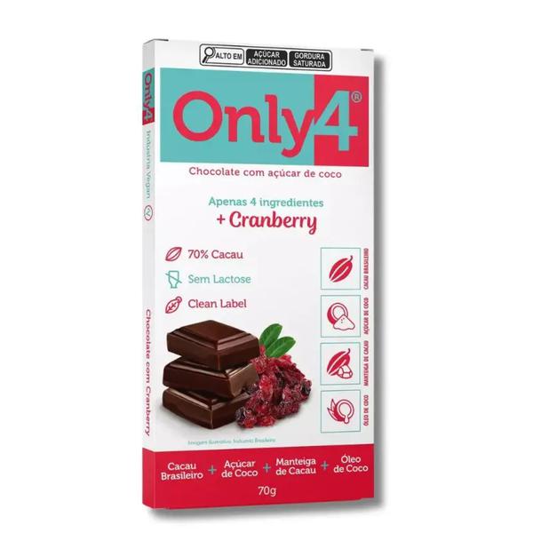CHOCOLATE ONLY 4 CRANBERRY 70% CACAU 70G