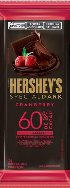 CHOCOLATE TABLETE HERSHEYS DARK 60% CRANBERRY 75G