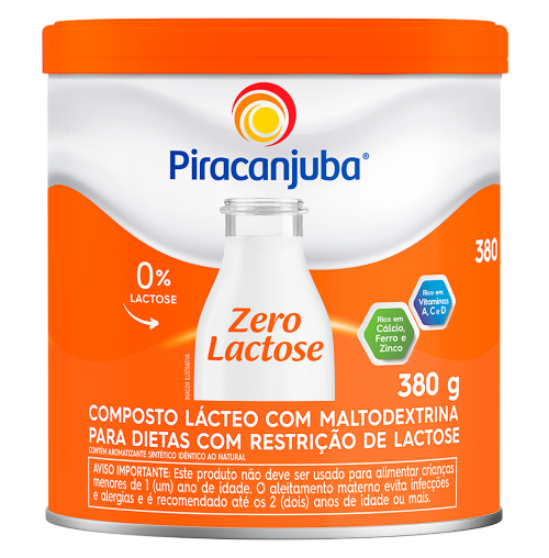 COMPOSTO LÁCTEO PIRACANJUBA ZERO LACTOSE LATA 380G
