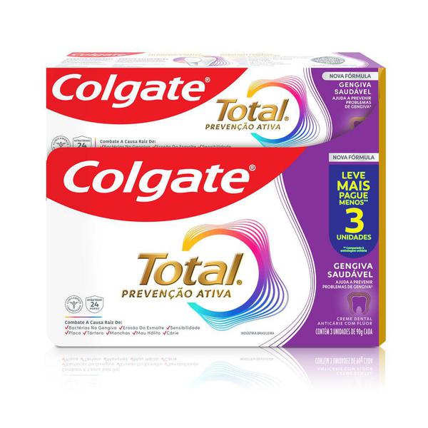 CREME DENTAL COLGATE TOTAL GENGIVA REFORCADA 90G PACK COM 3