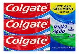 CREME DENTAL COLGATE TRIPLA AÇÃO 90G C/3 UNIDADES