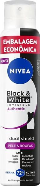 DESODORANTE AEROSSOL NIVEA BLACK&WHITE INVISIBLE AUTHENTIC 200ML