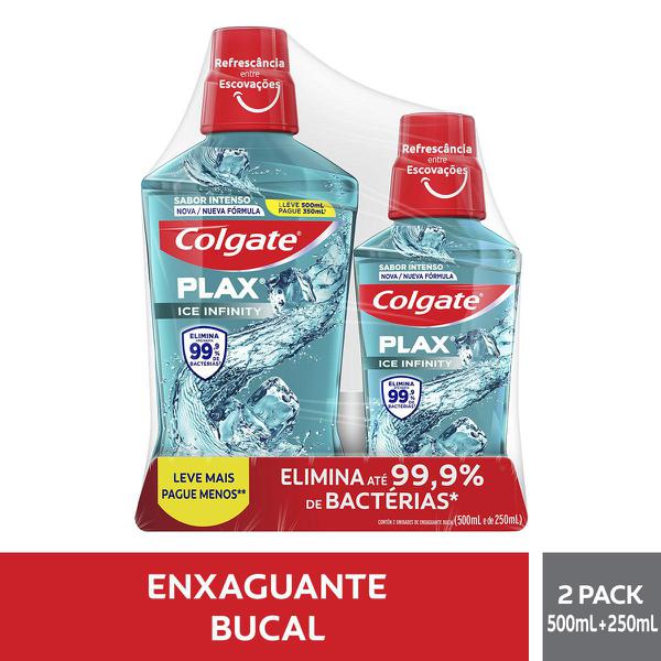 ENXAGUANTE BUCAL COLGATE PLAX ICE INFINITY 500ml + 250ml