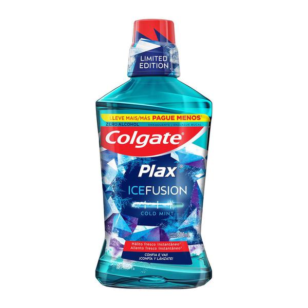 ENXAGUANTE COLGATE PLAX ICE FUSION COLD MINT 500ML LEVE MAIS PAGUE MENOS