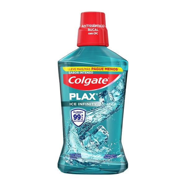 ENXAGUANTE COLGATE PLAX ICE INFINITY 500ML LEVE MAIS PAGUE MENOS