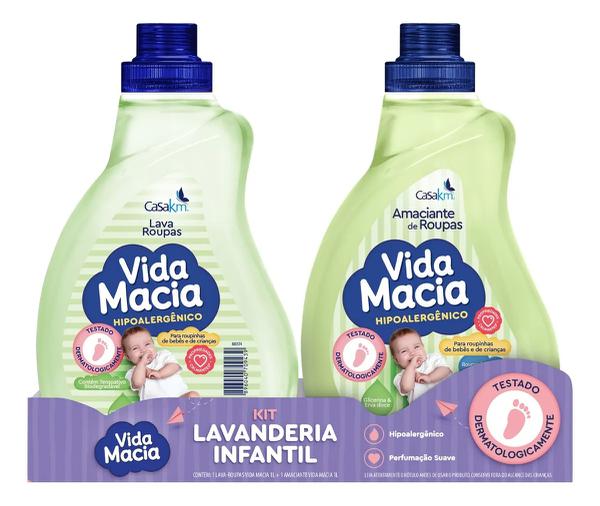 KIT AMACIANTE +LAVA ROUPAS VIDA MACIA GLICERINA/ERVA DOCE 1L