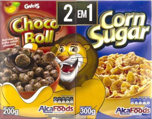 KIT CEREAIS MATINAIS ALCAFOODS CHOCOLATE 200G+CORN SUGAR 200G