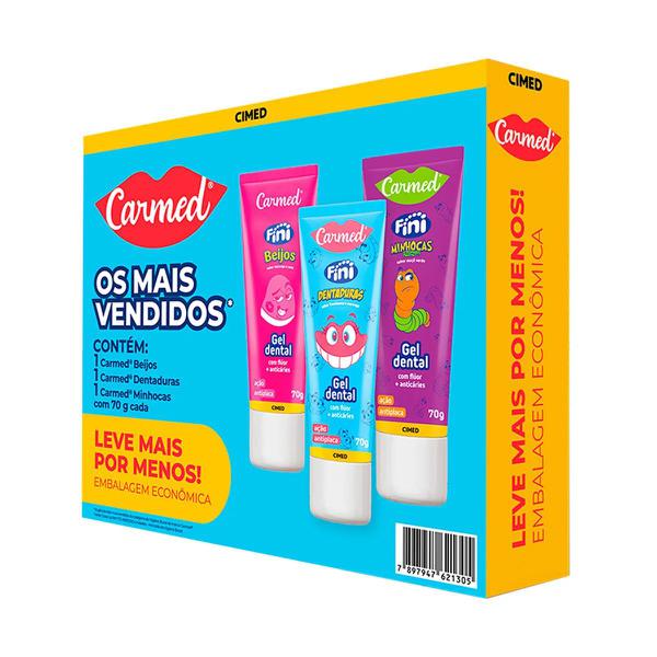 KIT GEL DENTAL CARMED FINI 70G C/3 UNIDADES