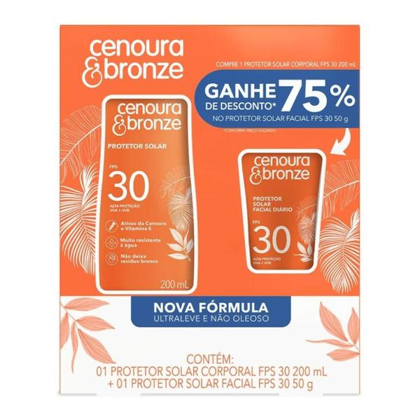 KIT PROTETOR CENOURA & BRONZE FPS30 200ML + 50G