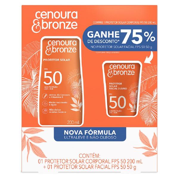 KIT PROTETOR CENOURA & BRONZE FPS50 200ML + 50G