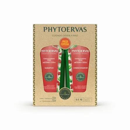 KIT SHAMPOO 250ML + CONDICIONADOR 250ML PHYTOERVAS FORTALECIMENTO TOTAL