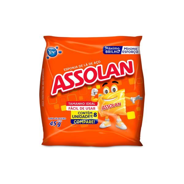 LÃ DE AÇO ASSOLAN COM 8 UNIDADES 45G