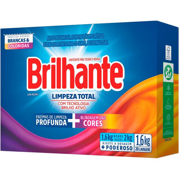 LAVA ROUPAS EM PÓ BRILHANTE LIMPEZA TOTAL 1,6KG