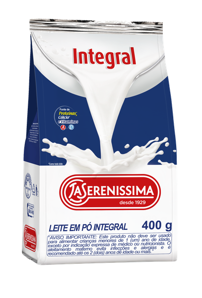 LEITE EM PÓ LA SERENISSIMA INTEGRAL INSTANTÂNEO PACOTE 400G