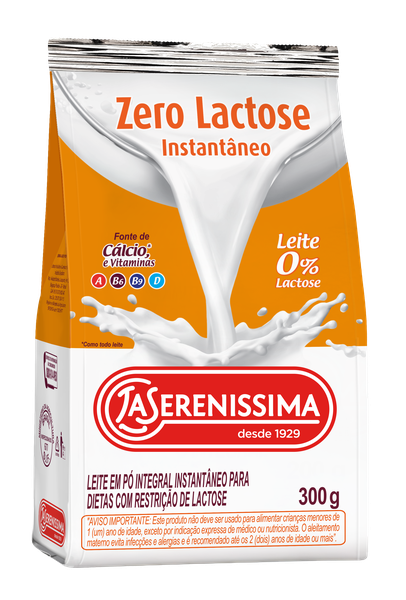 LEITE EM PÓ LA SERENISSIMA INTEGRAL ZERO LACTOSE SACHÊ 300G
