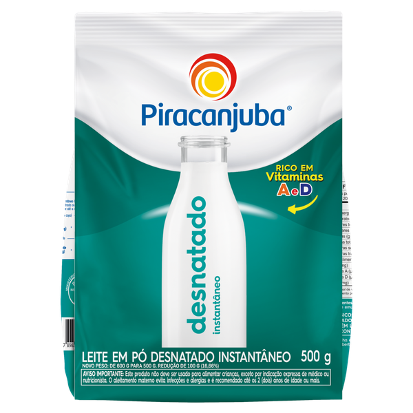 LEITE EM PÓ  PIRACANJUBA DESNATADO PACOTE 500G
