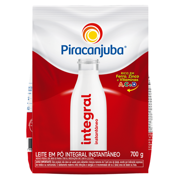 LEITE EM PÓ PIRACANJUBA INTEGRAL INSTANTÂNEO PACOTE 400G
