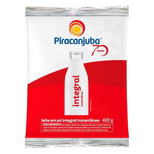 LEITE EM PÓ PIRACANJUBA INTEGRAL INSTANTÂNEO PACOTE 400G