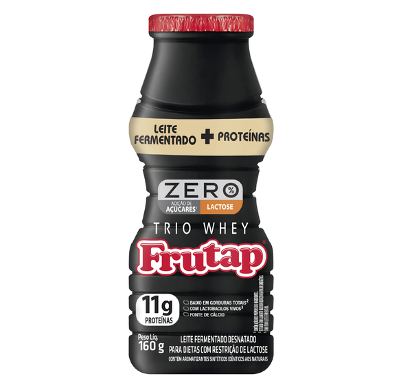 LEITE FERMENTADO FRUTAP TRIO WHEY ZERO LACTOSE 160G