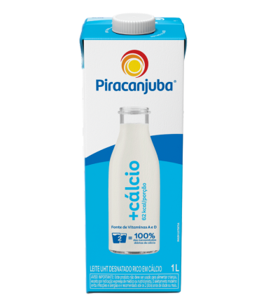 LEITE UHT PIRACANJUBA DESNATADO + CÁLCIO 1L