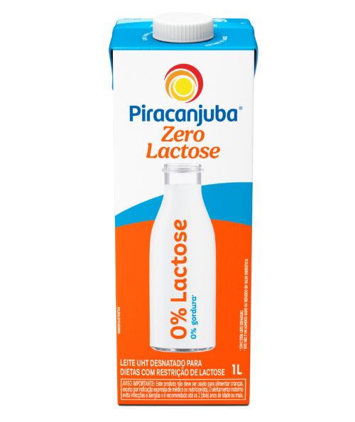 LEITE UHT ZERO LACTOSE DESNATADO PIRACANJUBA 1L