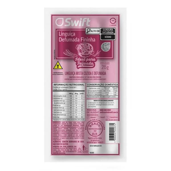 LINGUIÇA DEFUMADA FININHA SWIFT 215G