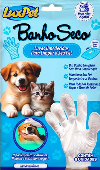 LUVA BANHO A SECO LUXPET C/6