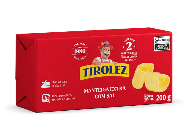 MANTEIGA TIROLEZ TABLETE EXTRA COM SAL 200G