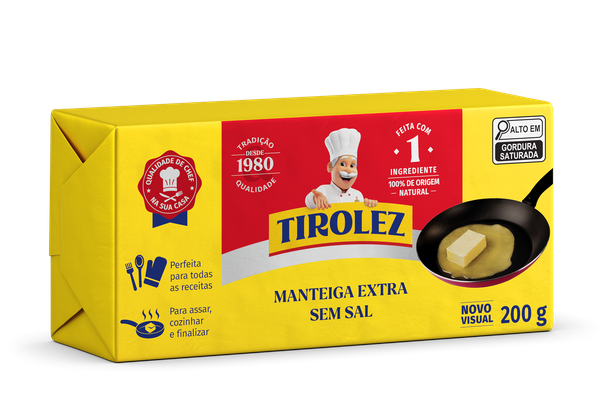 MANTEIGA TIROLEZ TABLETE EXTRA SEM SAL 200G