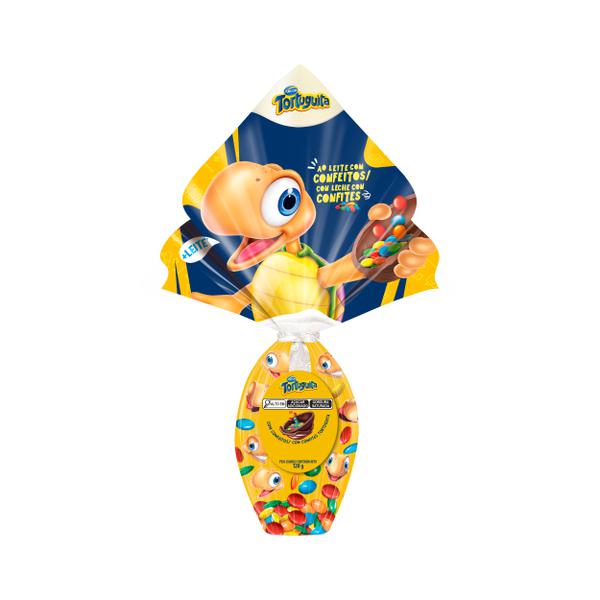 OVO DE PÁSCOA ARCOR TORTUGUITA AO LEITE COM CONFEITOS 120G