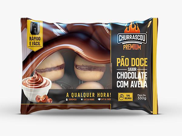 PÃO DOCE CHURRASCOU CHOCOLATE COM AVELÃ PREMIUM 330G