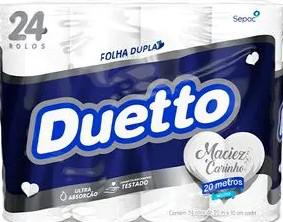 PAPEL HIGIÊNICO FOLHA DUPLA DUETTO 20M C/24