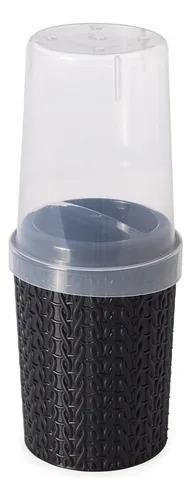 PORTA ESCOVA PLASUTIL TRAMA PRETO 400ML