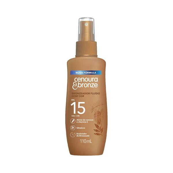 BRONZEADOR FLUÍDO CENOURA E BRONZE FPS 15 COM COR 110ML