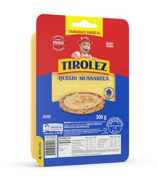QUEIJO MUSSARELA TIROLEZ FATIADO 300G